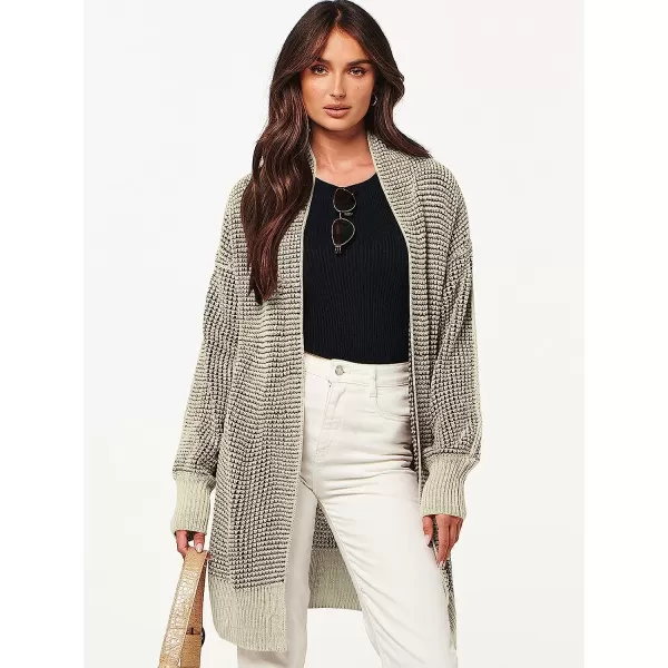 imageANRABESS Womens Oversized Cardigan Sweater Long Sleeve Open Front Chunky Waffle Knit Ribbed Hem Coatigan OutwearApricot