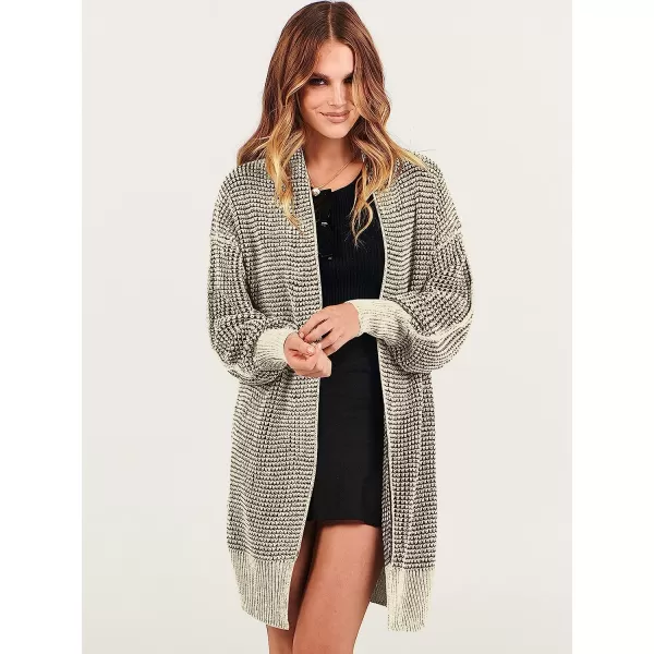 imageANRABESS Womens Oversized Cardigan Sweater Long Sleeve Open Front Chunky Waffle Knit Ribbed Hem Coatigan OutwearApricot