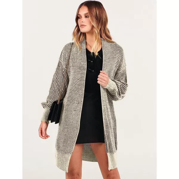 imageANRABESS Womens Oversized Cardigan Sweater Long Sleeve Open Front Chunky Waffle Knit Ribbed Hem Coatigan OutwearApricot