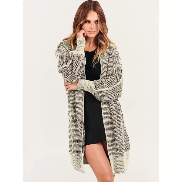 imageANRABESS Womens Oversized Cardigan Sweater Long Sleeve Open Front Chunky Waffle Knit Ribbed Hem Coatigan OutwearApricot