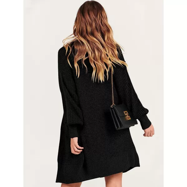imageANRABESS Womens Oversized Cardigan Sweater Long Sleeve Open Front Chunky Waffle Knit Ribbed Hem Coatigan OutwearBlack