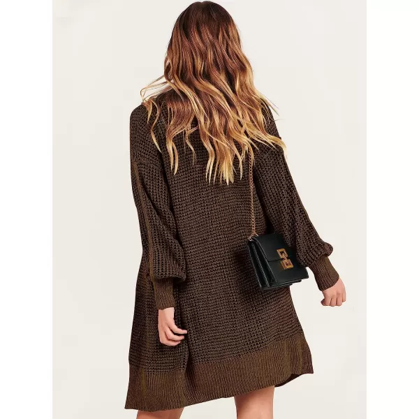 imageANRABESS Womens Oversized Cardigan Sweater Long Sleeve Open Front Chunky Waffle Knit Ribbed Hem Coatigan OutwearBrown