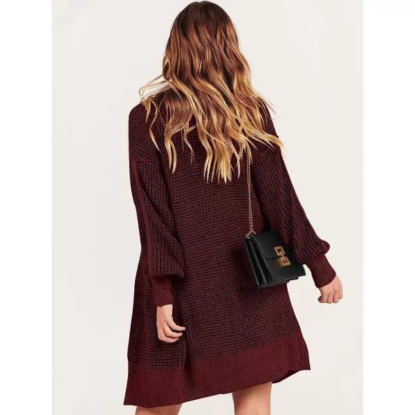 imageANRABESS Womens Oversized Cardigan Sweater Long Sleeve Open Front Chunky Waffle Knit Ribbed Hem Coatigan OutwearBurgundy