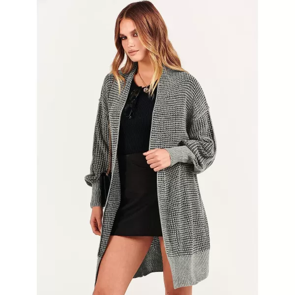 imageANRABESS Womens Oversized Cardigan Sweater Long Sleeve Open Front Chunky Waffle Knit Ribbed Hem Coatigan OutwearGray