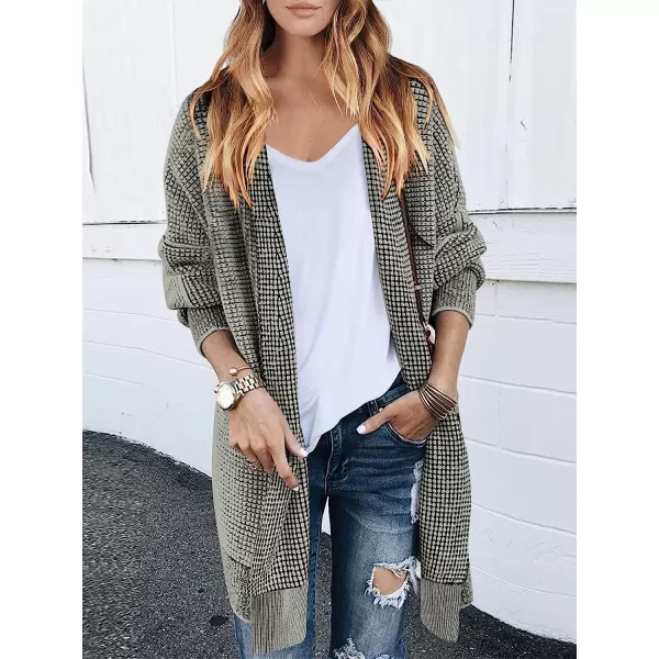 imageANRABESS Womens Oversized Cardigan Sweater Long Sleeve Open Front Chunky Waffle Knit Ribbed Hem Coatigan OutwearGray