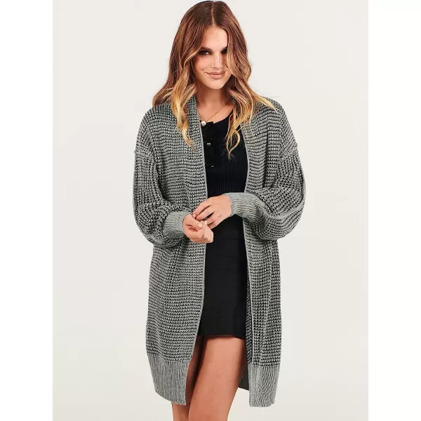 imageANRABESS Womens Oversized Cardigan Sweater Long Sleeve Open Front Chunky Waffle Knit Ribbed Hem Coatigan OutwearGray