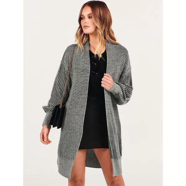 imageANRABESS Womens Oversized Cardigan Sweater Long Sleeve Open Front Chunky Waffle Knit Ribbed Hem Coatigan OutwearGray