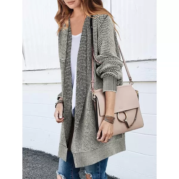 imageANRABESS Womens Oversized Cardigan Sweater Long Sleeve Open Front Chunky Waffle Knit Ribbed Hem Coatigan OutwearGray