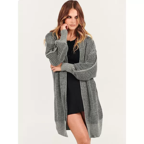 imageANRABESS Womens Oversized Cardigan Sweater Long Sleeve Open Front Chunky Waffle Knit Ribbed Hem Coatigan OutwearGray