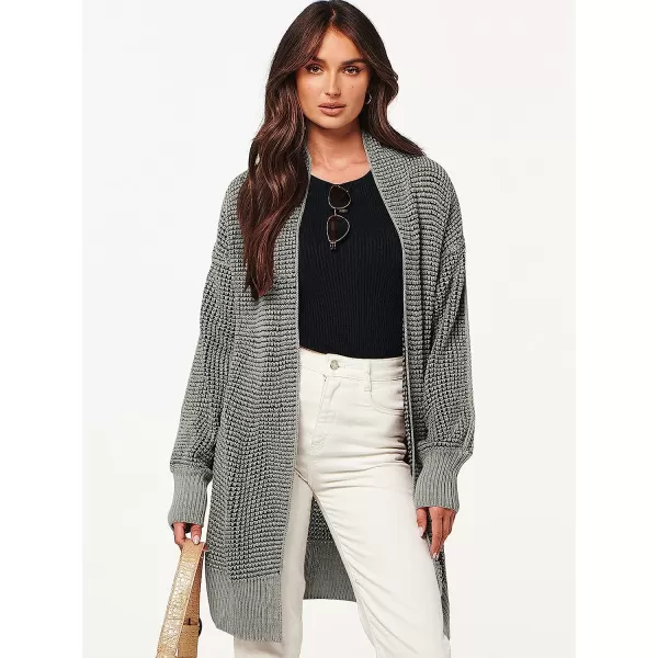 imageANRABESS Womens Oversized Cardigan Sweater Long Sleeve Open Front Chunky Waffle Knit Ribbed Hem Coatigan OutwearGray