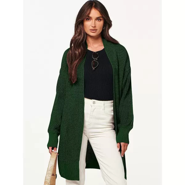 imageANRABESS Womens Oversized Cardigan Sweater Long Sleeve Open Front Chunky Waffle Knit Ribbed Hem Coatigan OutwearGreen