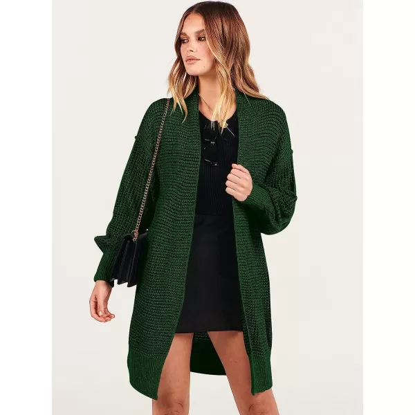 imageANRABESS Womens Oversized Cardigan Sweater Long Sleeve Open Front Chunky Waffle Knit Ribbed Hem Coatigan OutwearGreen