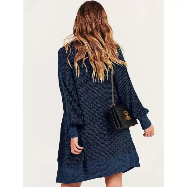 imageANRABESS Womens Oversized Cardigan Sweater Long Sleeve Open Front Chunky Waffle Knit Ribbed Hem Coatigan OutwearNavy Blue