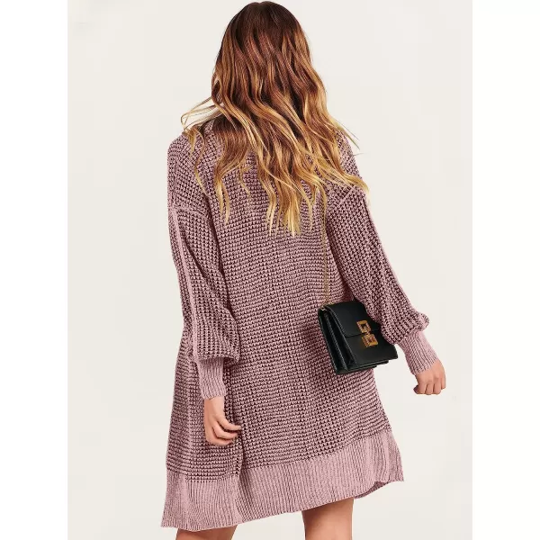imageANRABESS Womens Oversized Cardigan Sweater Long Sleeve Open Front Chunky Waffle Knit Ribbed Hem Coatigan OutwearPink