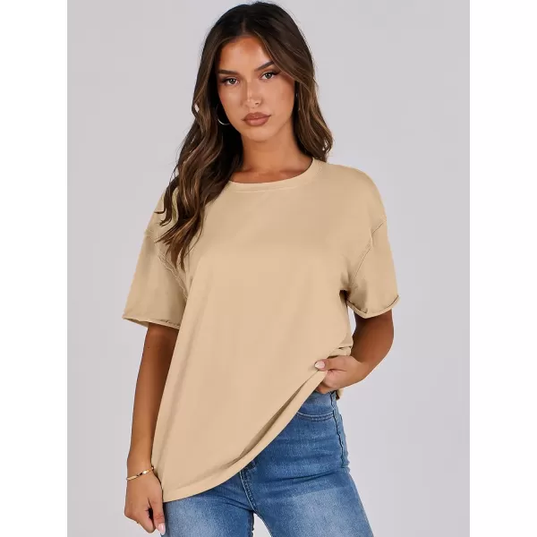 imageANRABESS Womens Oversized Casual Loose Fit Short Sleeve Crewneck Summer Trendy TShirts Tops BlouseApricot