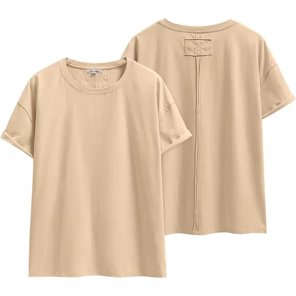 imageANRABESS Womens Oversized Casual Loose Fit Short Sleeve Crewneck Summer Trendy TShirts Tops BlouseApricot