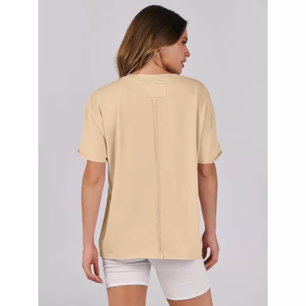 imageANRABESS Womens Oversized Casual Loose Fit Short Sleeve Crewneck Summer Trendy TShirts Tops BlouseApricot