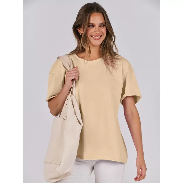 imageANRABESS Womens Oversized Casual Loose Fit Short Sleeve Crewneck Summer Trendy TShirts Tops BlouseApricot