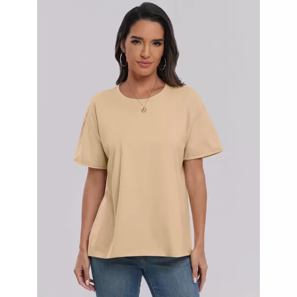 imageANRABESS Womens Oversized Casual Loose Fit Short Sleeve Crewneck Summer Trendy TShirts Tops BlouseApricot