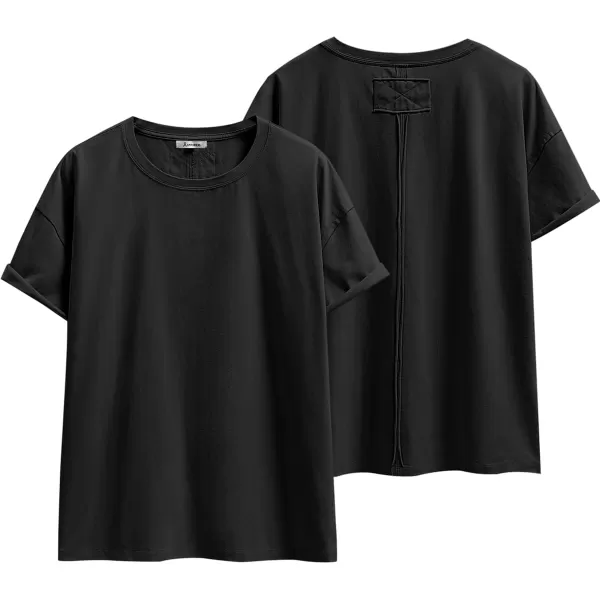 imageANRABESS Womens Oversized Casual Loose Fit Short Sleeve Crewneck Summer Trendy TShirts Tops BlouseBlack