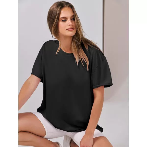 imageANRABESS Womens Oversized Casual Loose Fit Short Sleeve Crewneck Summer Trendy TShirts Tops BlouseBlack