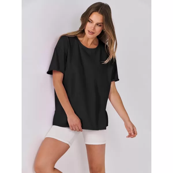 imageANRABESS Womens Oversized Casual Loose Fit Short Sleeve Crewneck Summer Trendy TShirts Tops BlouseBlack