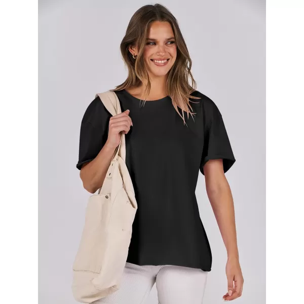 imageANRABESS Womens Oversized Casual Loose Fit Short Sleeve Crewneck Summer Trendy TShirts Tops BlouseBlack