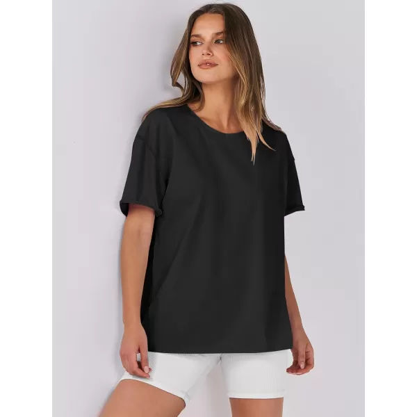 imageANRABESS Womens Oversized Casual Loose Fit Short Sleeve Crewneck Summer Trendy TShirts Tops BlouseBlack