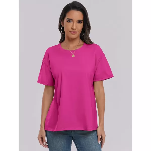 imageANRABESS Womens Oversized Casual Loose Fit Short Sleeve Crewneck Summer Trendy TShirts Tops BlouseHot Pink