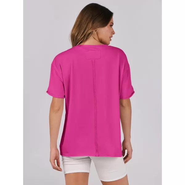 imageANRABESS Womens Oversized Casual Loose Fit Short Sleeve Crewneck Summer Trendy TShirts Tops BlouseHot Pink