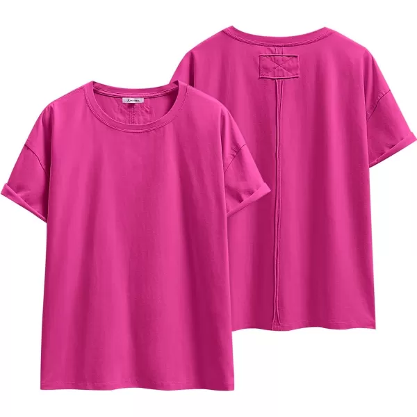 imageANRABESS Womens Oversized Casual Loose Fit Short Sleeve Crewneck Summer Trendy TShirts Tops BlouseHot Pink