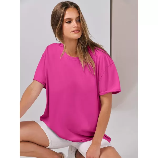 imageANRABESS Womens Oversized Casual Loose Fit Short Sleeve Crewneck Summer Trendy TShirts Tops BlouseHot Pink