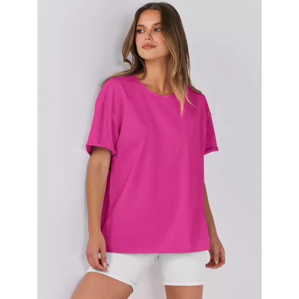 imageANRABESS Womens Oversized Casual Loose Fit Short Sleeve Crewneck Summer Trendy TShirts Tops BlouseHot Pink