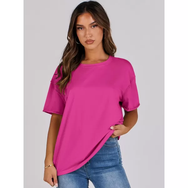 imageANRABESS Womens Oversized Casual Loose Fit Short Sleeve Crewneck Summer Trendy TShirts Tops BlouseHot Pink