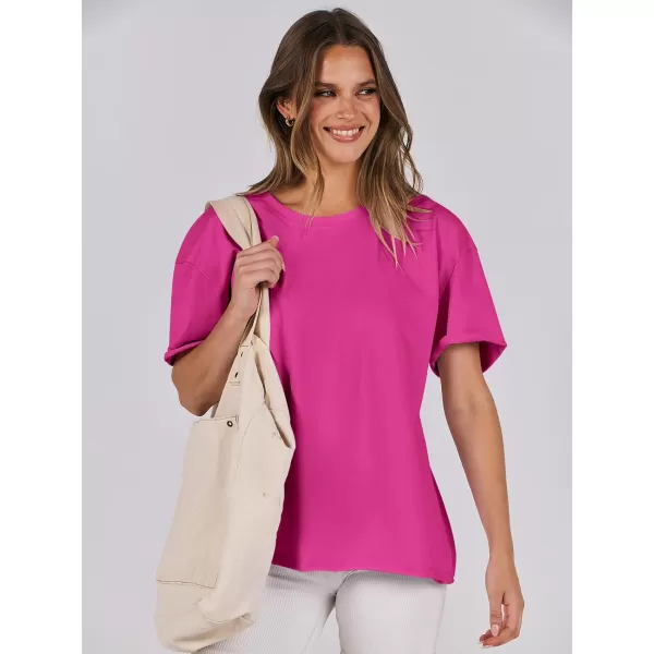 imageANRABESS Womens Oversized Casual Loose Fit Short Sleeve Crewneck Summer Trendy TShirts Tops BlouseHot Pink