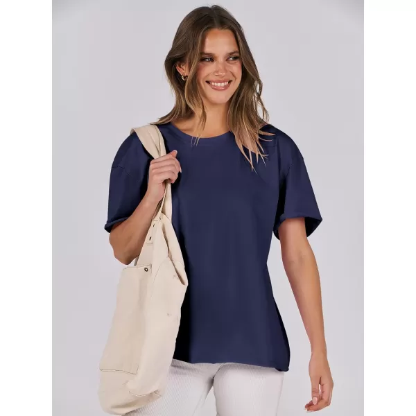 imageANRABESS Womens Oversized Casual Loose Fit Short Sleeve Crewneck Summer Trendy TShirts Tops BlouseNavy Blue