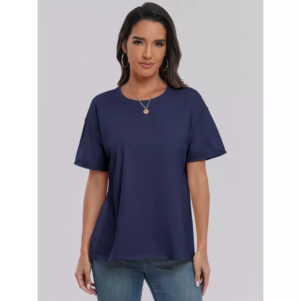imageANRABESS Womens Oversized Casual Loose Fit Short Sleeve Crewneck Summer Trendy TShirts Tops BlouseNavy Blue