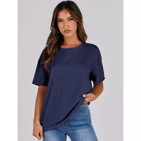 imageANRABESS Womens Oversized Casual Loose Fit Short Sleeve Crewneck Summer Trendy TShirts Tops BlouseNavy Blue