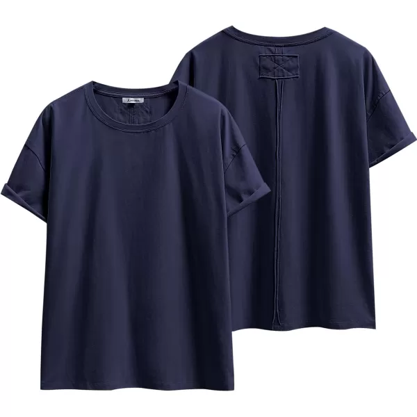 imageANRABESS Womens Oversized Casual Loose Fit Short Sleeve Crewneck Summer Trendy TShirts Tops BlouseNavy Blue