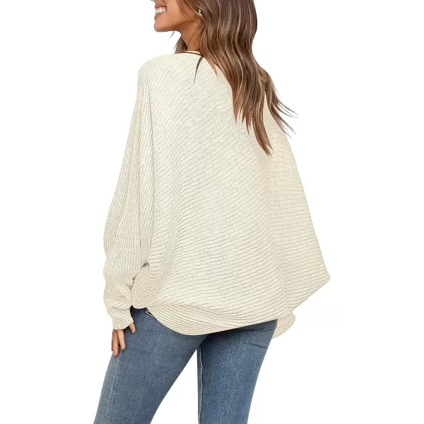 imageANRABESS Womens Oversized Crewneck Sweater Batwing Puff Long Sleeve Ribbed Slouchy Pullover SweaterApricot