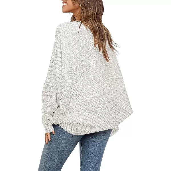 imageANRABESS Womens Oversized Crewneck Sweater Batwing Puff Long Sleeve Ribbed Slouchy Pullover SweaterGray