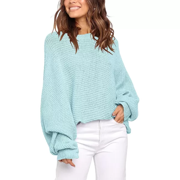imageANRABESS Womens Oversized Crewneck Sweater Batwing Puff Long Sleeve Ribbed Slouchy Pullover SweaterLight Blue