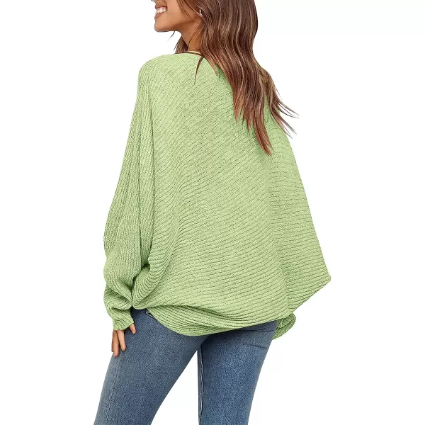imageANRABESS Womens Oversized Crewneck Sweater Batwing Puff Long Sleeve Ribbed Slouchy Pullover SweaterPea