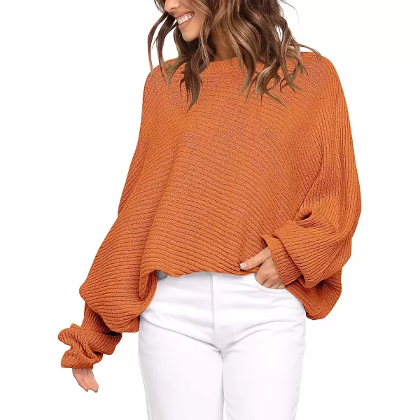 imageANRABESS Womens Oversized Crewneck Sweater Batwing Puff Long Sleeve Ribbed Slouchy Pullover SweaterYellow
