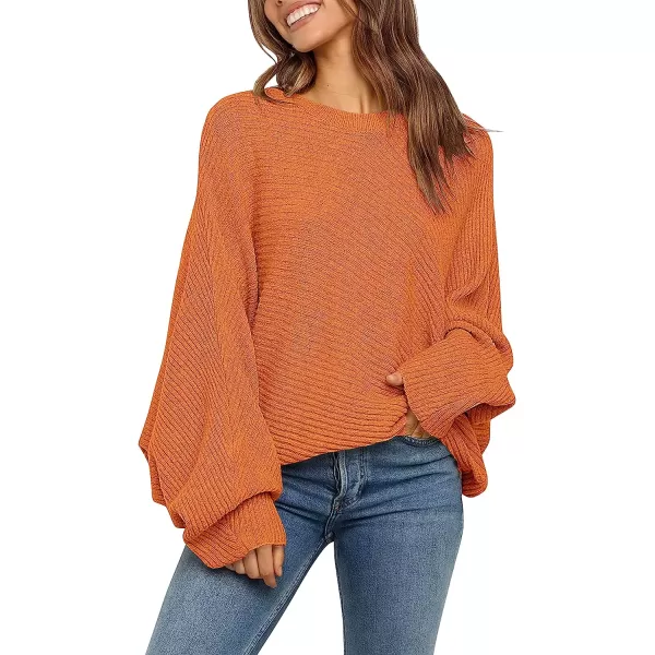 imageANRABESS Womens Oversized Crewneck Sweater Batwing Puff Long Sleeve Ribbed Slouchy Pullover SweaterYellow