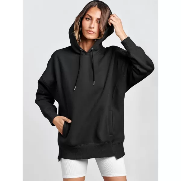 imageANRABESS Womens Oversized Hoodies Fleece Casual Drop Shoulder Athletic Sweatshirts Long Sleeve Pullover 2023 Trendy TopBlack