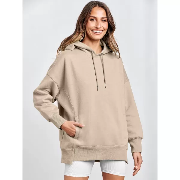 imageANRABESS Womens Oversized Hoodies Fleece Casual Drop Shoulder Athletic Sweatshirts Long Sleeve Pullover 2023 Trendy TopBrown