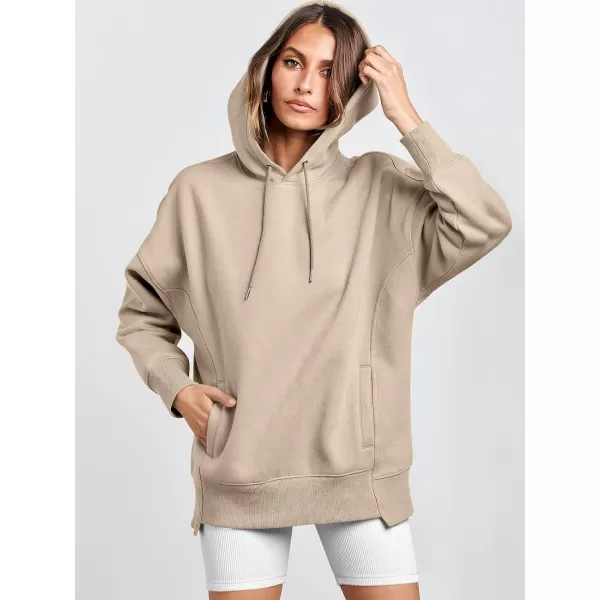 imageANRABESS Womens Oversized Hoodies Fleece Casual Drop Shoulder Athletic Sweatshirts Long Sleeve Pullover 2023 Trendy TopBrown