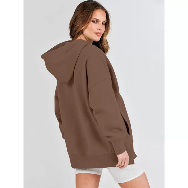 imageANRABESS Womens Oversized Hoodies Fleece Casual Drop Shoulder Athletic Sweatshirts Long Sleeve Pullover 2023 Trendy TopCoffee