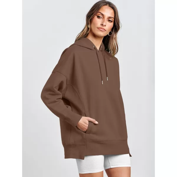 imageANRABESS Womens Oversized Hoodies Fleece Casual Drop Shoulder Athletic Sweatshirts Long Sleeve Pullover 2023 Trendy TopCoffee